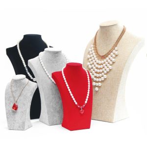 Kettingen fluweel ketting display buste pu lederen mannequin hanger display sieraden kettinghouder organisator stand voor winkelopslag