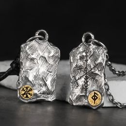 Kettingen Viking Rune Silver Noordse kompas Silver Paar Silver Sieraden Ketting