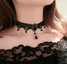 Colliers Vintage Crystal Tassel Tattoo Choker Collier Fashion Gothique Gothique Black Lace Choker Colliers Collier Femmes Girls Bijoux Cadeaux