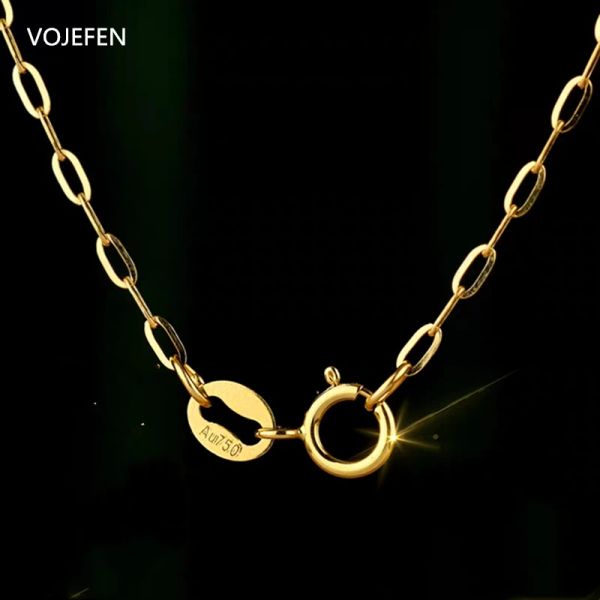 Collares Vojefen genuinos 18k collares oro puro o cadenas au750 joyas de calidad de lujo amarillo/rosa para mujeres joyas finas