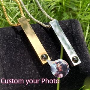 Kettingen WGPTBDL roestvrij gepersonaliseerde hanger fotoprojectie aangepaste naam ketting sieraden paren kerstdag verjaardag geheugen cadeau