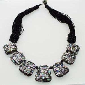 Colliers blanc/ormeau coquillage carré/oeuf/cœur 2835*3040mm collier 21 pouces FPPJ gros perles nature