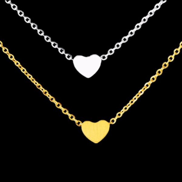 Colliers en gros 10 pièces minuscule coeur collier pendentif en acier inoxydable femmes hommes bijoux de mariage délicat amour pour toujours coeur tour de cou