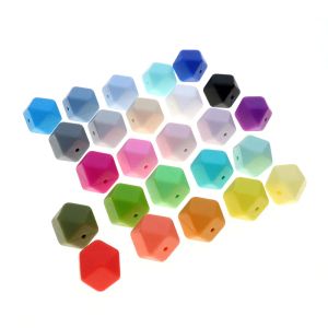 Kettingen Groothandel 14MM Siliconen Kraal 100PC Hexagon Bijtring Kraal Kauwen Food Grade Baby Tandjes Ketting Sieraden Verpleging Gift