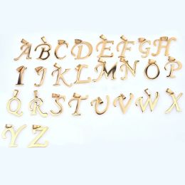 Colliers En gros 26 pièces grandes lettres pendentif à breloque collier à faire soi-même accessoires Az Alphabet pendentifs en acier inoxydable fournitures de fabrication de bijoux
