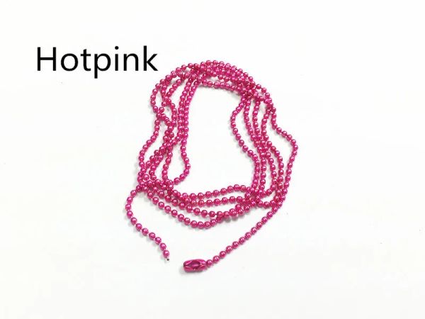 Colliers en gros !Électrophorèse rose vif 70cm de Long, taille de perles de 1.5mm, connecteur de chaîne à billes 100 pièces/lot