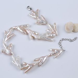 Kettingen Groothandel onregelmatige klauwvorm witte natuurlijke losse zoetwaterparel ketting hanger sieraden