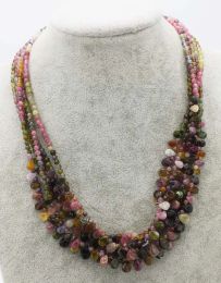 Collares al por mayor multicolor turmalina collar redondo y caída de 18 pulgadas FPPJ Nature Beads for Woman Gemstone