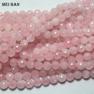 Kettingen groothandel natuurlijke 8 mm glinsterende roos roze kwarts kristal gefacetteerd ronde steen losse kralen voor sieraden maken doe -het -zelf kettingstreng