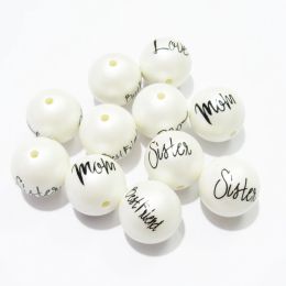 Colliers en gros plus récent 20 mm 100pcs / lot mate perle imprimé maman / meilleur ami / amour / perles soeurs pour collier grossier / bricolage / conception à la main