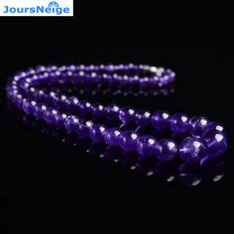 Colliers Gros Collier En Cristal Naturel Violet Perles Tour Chaîne Boule Collier Chanceux pour Femmes Fille Chandail chaîne Bijoux JoursNeige