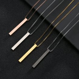 Colliers WLP acier inoxydable nom personnalisé barre carrée quatre côtés gravure collier pour femmes hommes famille pendentif collier bijoux cadeau