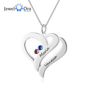 Colliers Femmes Nom personnalisé Colliers Pendants Personnalisés Birthstone Heart Pendant En acier inoxydable Graves bijoux (Jewelora NE102360)