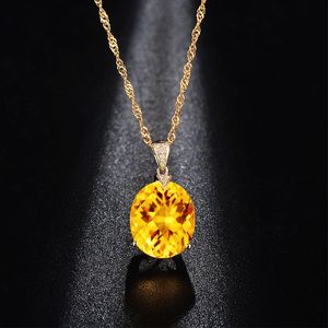 Colliers femmes style européen et américain géométrique pendentif en cristal jaune zircon diamant plaqué or jaune collier bijoux de fête de mariage cadeau d'anniversaire