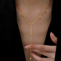 Collares de collares de chokers de Dainty de Daurry's Dainty, cuentas de bolas de oro con collar de encanto de acero inoxidable, collares de rosario de collar minimalista