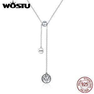 Colliers Wostu Original 925 STERLING Silver Family Tree Pendant Colliers pour femmes S925 BIJOIDE DE LUXE Mother Gift Fin106