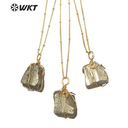 Colliers WTN1345 WKT Beau collier de pyrite rectangulaire et enuise en laiton Pendre Pendante Collier de bijoux