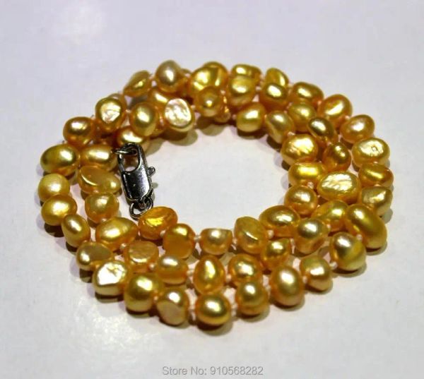Colliers Collier de perle d'eau douce jaune Baroque 56 mm 18 pouces 45 cm