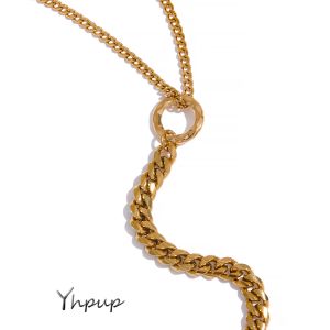 Colliers Yhpup Gold Color Challe Statement Collier pour femmes Charme en métal en acier inoxydable Bijoux Bijoux ACIER INOXIDABLE FEMME