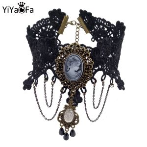 Kettingen yiyaofa choker ketting gotische sieraden vintage kanten ketting pendant vrouwen accessoires valse kraag statement ketting gn22