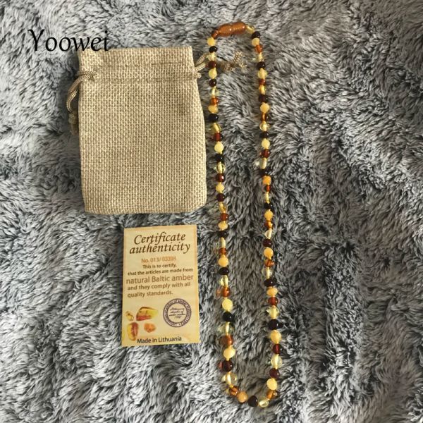 Collares yoowei collar de ámbar para adultos 45cm100cm autenticidad nudo hecho a mano múltiple genuino báltico natural amber cadena larga joyería