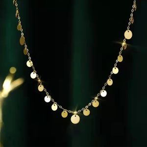 Kettingen yunli real 18k goud verstelbare hanger ketting pure au750 glanzende ronde gouden plaat fijne sieraden cadeau voor vrouwen PE016