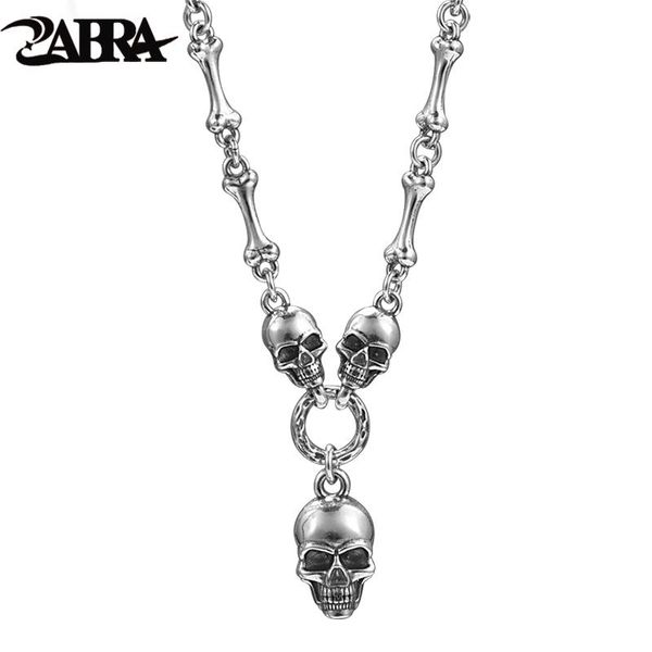 Collares ZABRA Moda Cráneo Cabeza 925 Plata Esterlina Colgante Collar Gargantilla Encanto Esqueleto Collares para Mujeres Hombres Hip Hop Rock Joyería