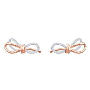 Sans cou pour la femme Swarovskis Jewelry High Edition Rose Gold Boucles d'oreilles à nœuds papillon pour femmes Swarovski Element Crystal Boucles pour femmes