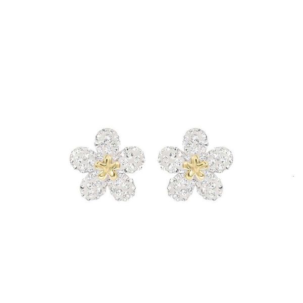 Sin cuello para la mujer Swarovskis Jewelry Versión alta Pendientes de flores frescas pequeñas para mujeres Pendientes de cristal para mujeres para mujeres