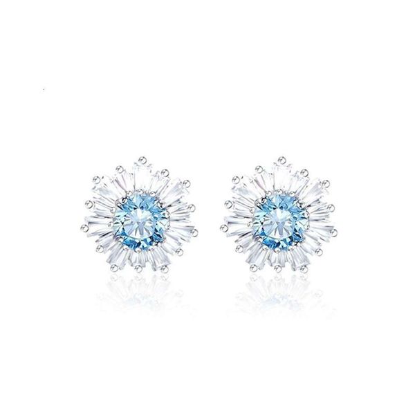 Sans cou pour la femme Swarovskis bijoux haute version boucles d'oreilles de tournesol bleues pour les femmes en cristal marques d'oreilles en cristal en cristal