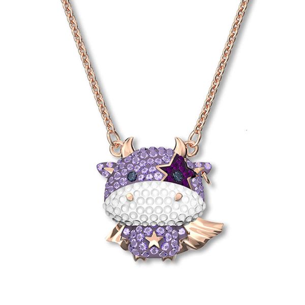 Sans cou pour la femme Swarovskis Bijoux assortis Version colorée Bull Collier de vache zodiaque mignon et mignon