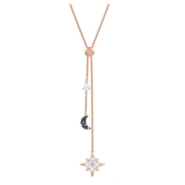 Sans cou pour la femme Swarovskis Bijoux assortis en forme de lune en forme de lune étoile collier Femelle Swarovski Element Crystal Clavicule Chaîne Femme