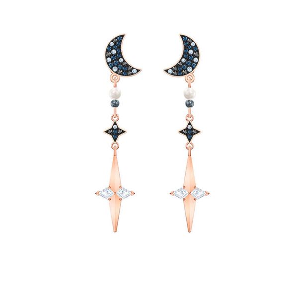 Sin cuello para la mujer Swarovskis Jewelry Misteriosos Pendientes desmontables de luna para mujeres Pendientes de luna estrella de cristal para mujeres para mujeres