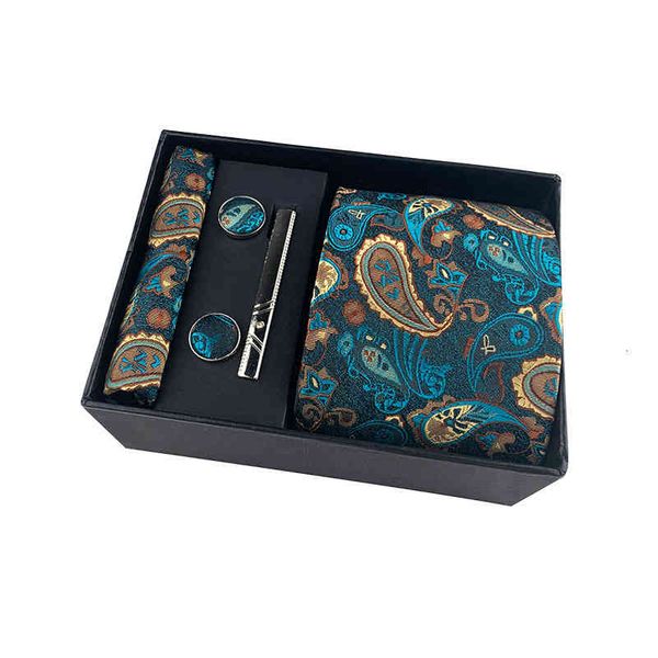 Necktie Bufanda Corbata 2021 Paisley Tie Hombre Plaza Publilla Caja de regalo Caja de regalo Negocio Ocio Negro