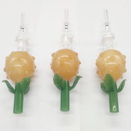 DPGHS028 4,5 pouces Smoking Pineapple Design Verre Collectar Kit Paille avec pointe en quartz de 10 mm et clip en plastique