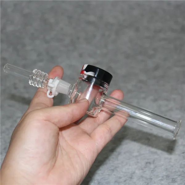 Hookah Nectar Pipe Kit Viene con clavo de cuarzo y recipiente de silicona de 5 ml Tubo de agua Bong de vidrio para plataformas petroleras dabs