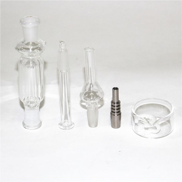 Nectar bong kit Tubo de vidrio hookah mini bong dos funciones ambos cuarzo titanio viaje bongs 10mm para Oil Rigs Dabs