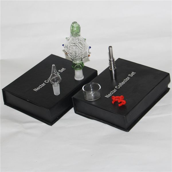 Dab Straw Nectar Kit Pocket Clear Glass Nectar Set Box Fumer Eau Bubbler Herbe Sèche Brûleur À Huile Tuyaux quartz banger titane conseils