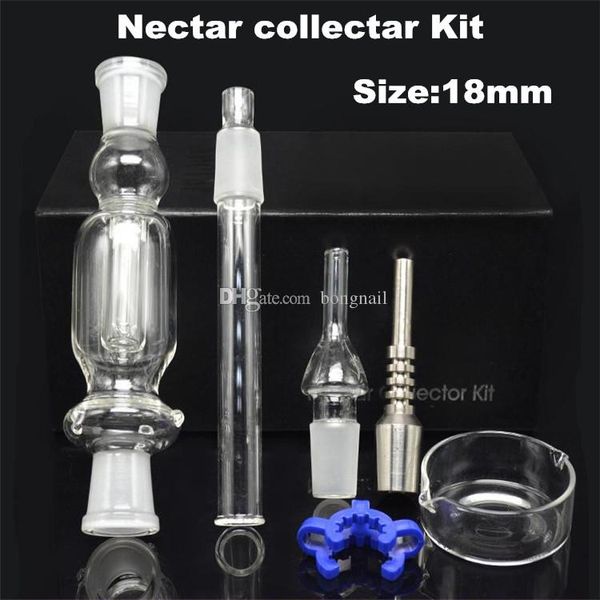 Kit de colector de néctar Accesorios para fumar con clavo de titanio de 18 mm Grado 2 Mini pipa de vidrio Plataforma petrolera Concentrado Dab Straw