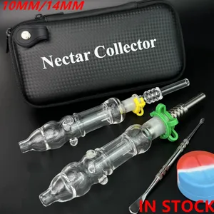 Kit de recolector de néctar con puntas de uñas de titanio o punta de cuarzo Kits de recolector NC de nector de 10 mm y 14 mm Bolsa de regalo concentrada con pajita para dab