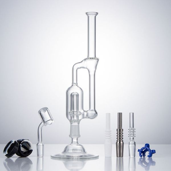 Healthy_Cigarette CSYC GB007 Hookah Glass Bongs de agua Pipas para fumar Base de soporte Cera Dab Rig Cerámica Punta de titanio 14 mm Tubería de plataformas petrolíferas