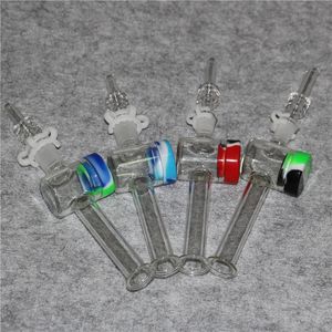 Glazen pijp bong Waterpijp met 10mm 14mm Quartz Tips Dab Straw Oil Rigs Siliconen Container Reclaimer Keck Clip glazen pijpen roken accessoires