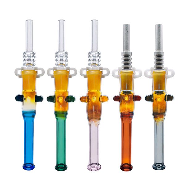 Colector de néctar con junta de 14 mm Cuarzo / Punta de acero inoxidable Papá Rig Accesorio para fumar Bongs de vidrio Tuberías de agua Bongs de vidrio