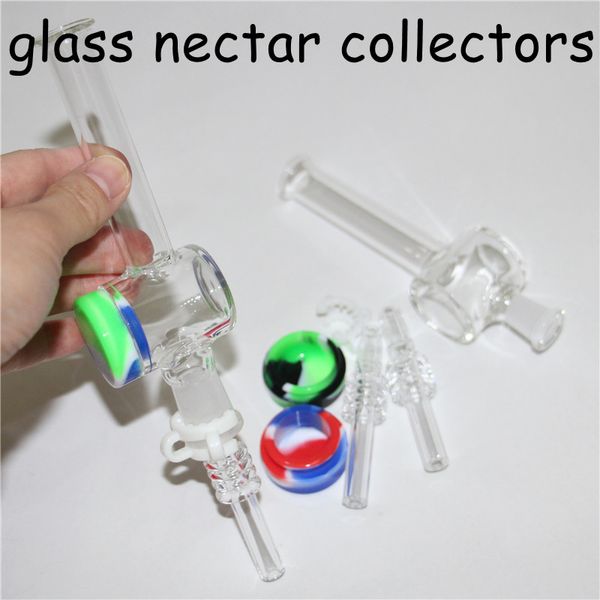 Kits de nectar 10mm 14mm pointes de quartz narguilés Mini tuyau de fumée de nectar avec des récipients en silicone de 5 ml tuyaux en verre Dab paille plates-formes pétrolières