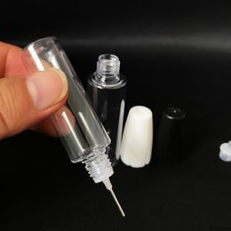 Botella de aguja de plástico PET de punta larga y delgada para botella cuentagotas de jugo vacía de 10ml y 15ml con tapa a prueba de niños