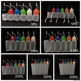 Botella de aguja de plástico, punta larga y fina, PE suave para 3ml, 5ml, 10ml, 15ml, 20ml, 30ml, botella de jugo vacía Vape