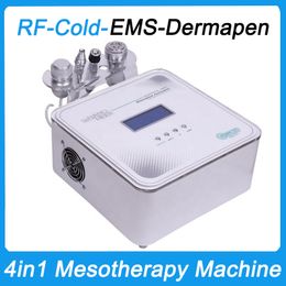 Máquina de belleza de mesoterapia 4 en 1 sin agujas, RF facial, EMS, martillo frío, antiarrugas, rejuvenecimiento de la piel, Derma Pen, sistema de microagujas, uso en salón de spa, radiofrecuencia