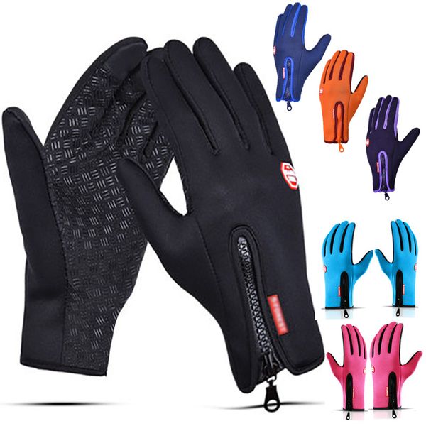 Fleep tactile à fermeture éclair à glissière à aiguille en peluche à l'épreuve du vent froid Gants imperméables en automne et en hiver ski de ski extérieur pour hommes et femmes