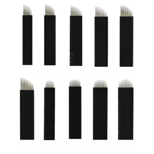 Naalden 100 Stuks 12 14 16 18 U-vorm microblading Naald Wenkbrauw Tattoo Blades 3D Borduren Handmatige Pen Permanente Make-up tattoo Accessoire