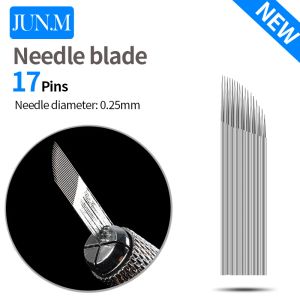 Needles 100 pièces 17Pin aiguilles de tatouage pour sourcils Eyeliner lèvres maquillage Permanent aiguilles lames pour 3D broderie manuel Microblading stylo